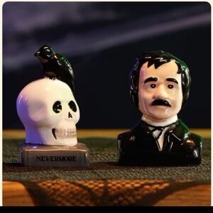 Nevermore Skull and Poe And Raven Salt and Pepper Set